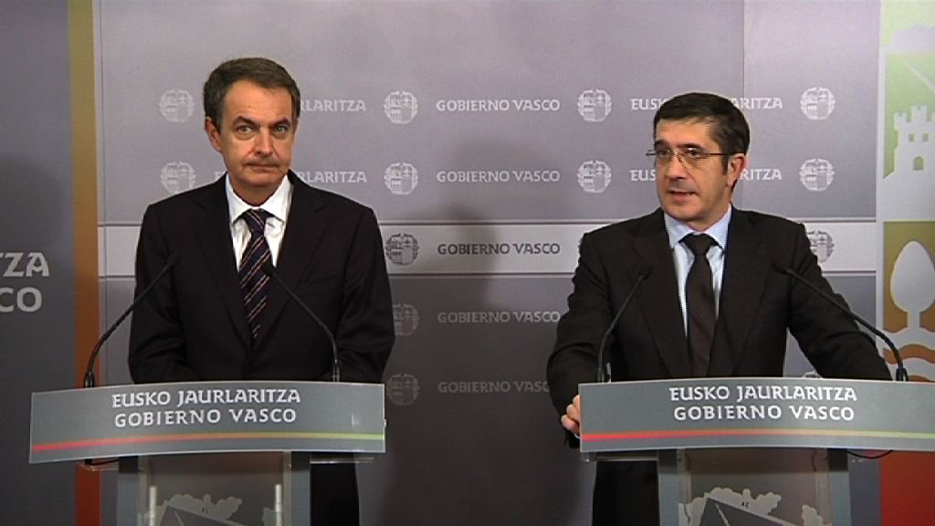 Video Zapatero respalda la "hora de ruta" del Lehendakari para gestionar el nuevo tiempo en Euskadi